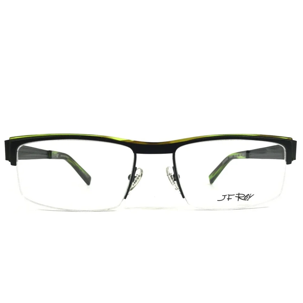 J.F. Rey Eyeglasses Frames JF2573 1040 Gray Khaki Oliver Green Horn 56-18-144